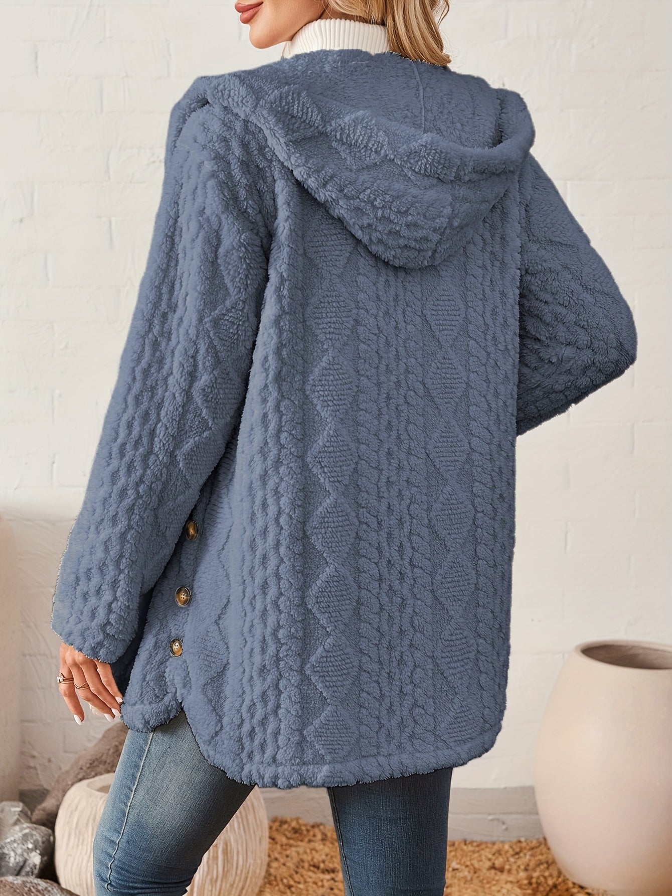 Soraya™ Manteau Rose Femme – Boutons Dorés Décoratifs