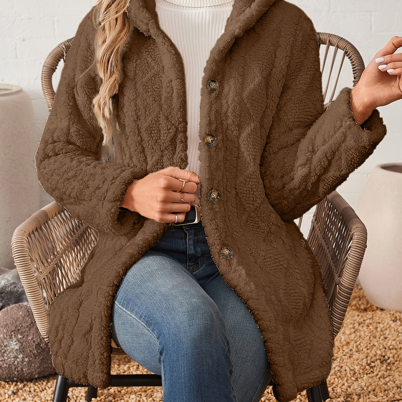 Soraya™ Manteau Rose Femme – Boutons Dorés Décoratifs