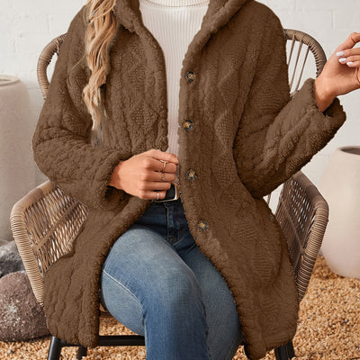Soraya™ Manteau Rose Femme – Boutons Dorés Décoratifs