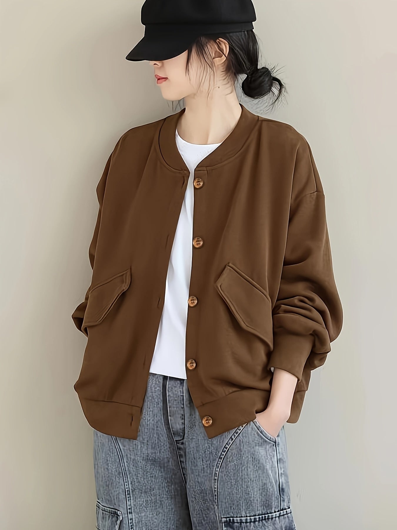 Eliana™ Cardigan Femme – Marron Boutonné Élégant