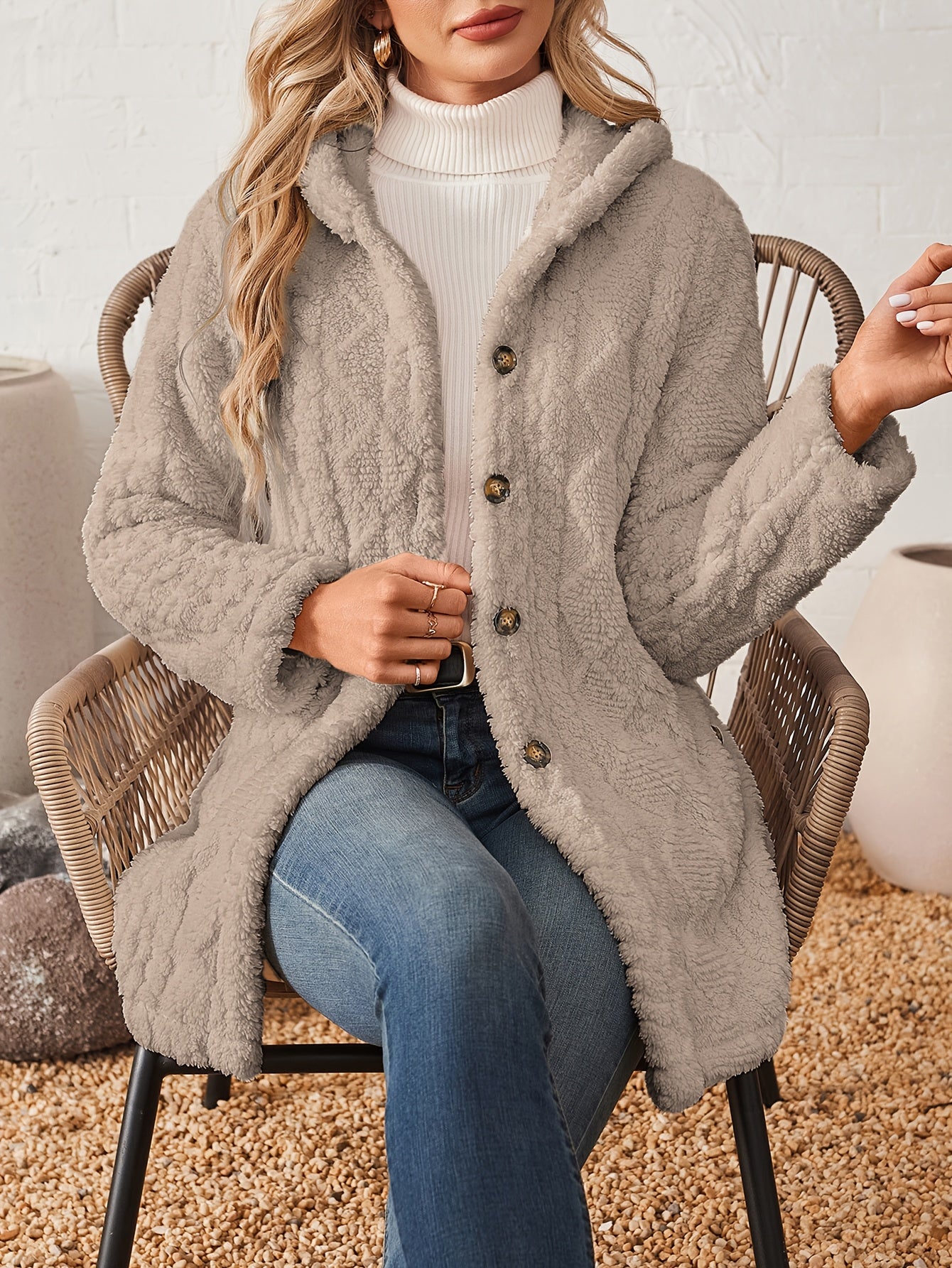 Soraya™ Manteau Rose Femme – Boutons Dorés Décoratifs