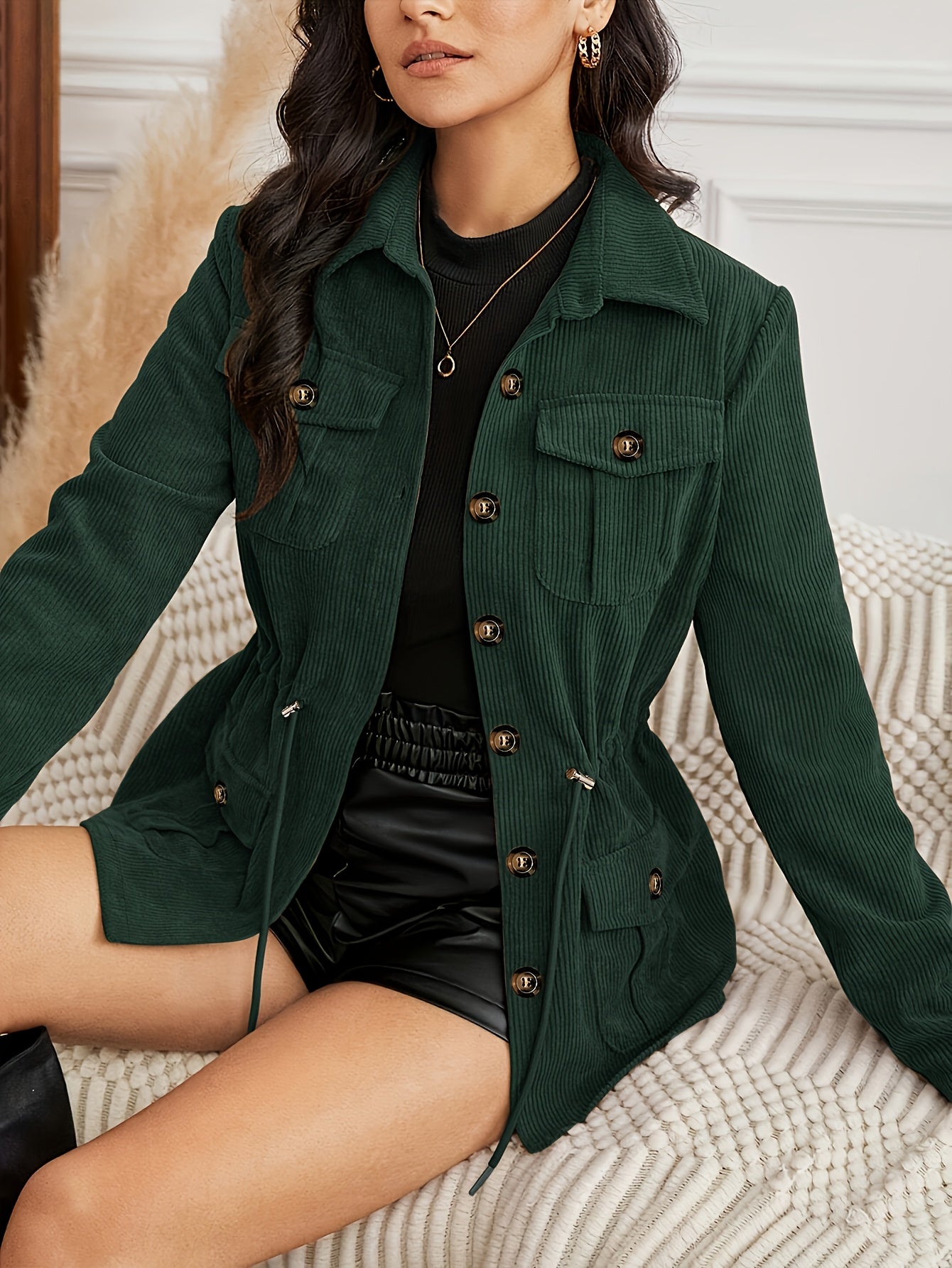 Elyra™ Veste Classique Femme – Vert Olive Chic
