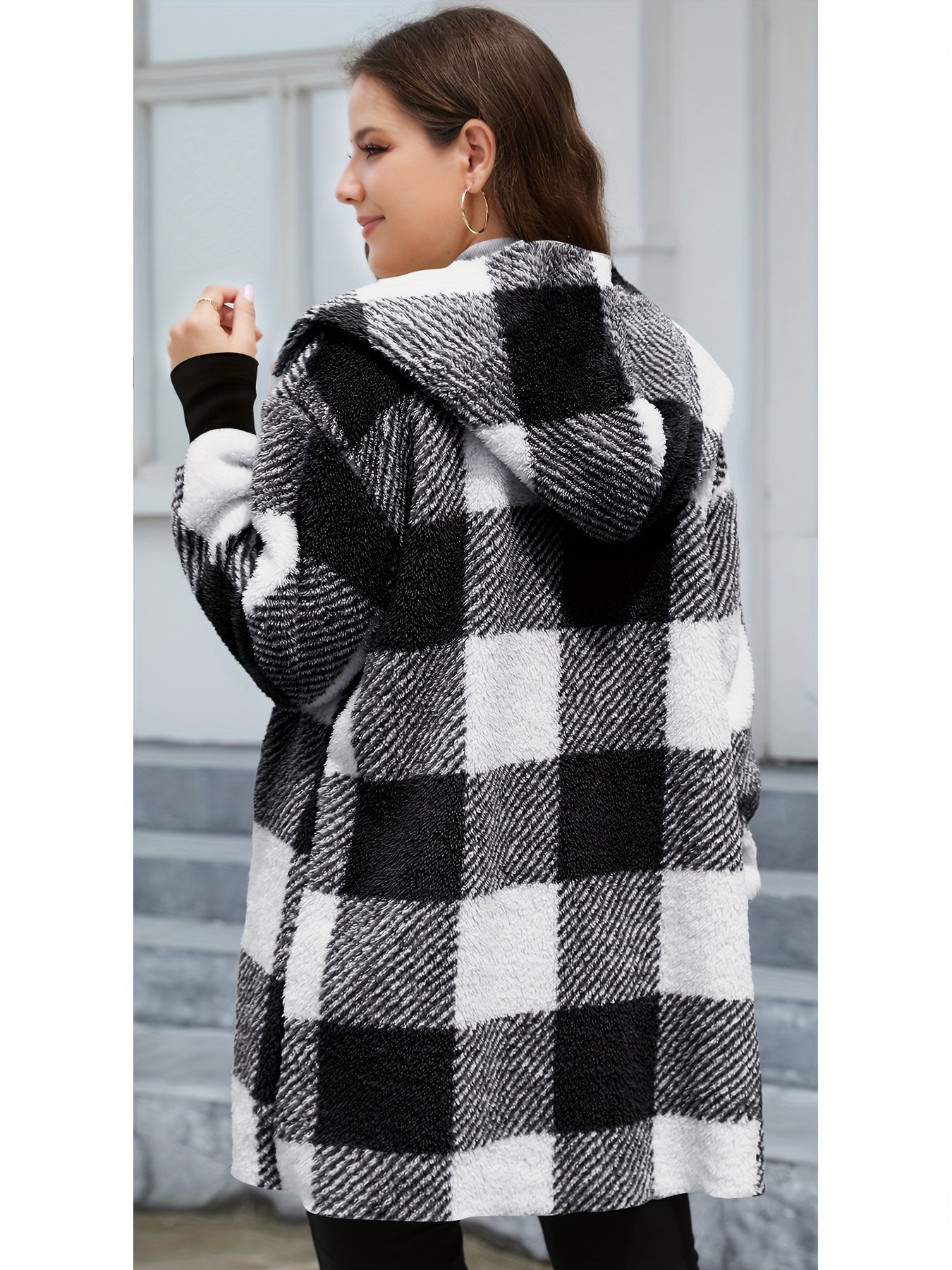 Alora™ Manteau Femme – Cardigan À Capuche Carreaux