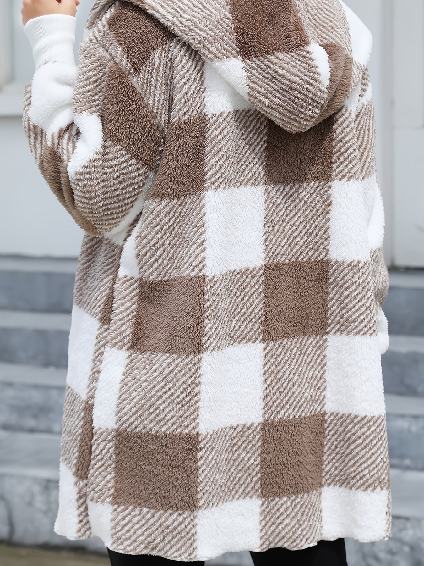 Alora™ Manteau Femme – Cardigan À Capuche Carreaux