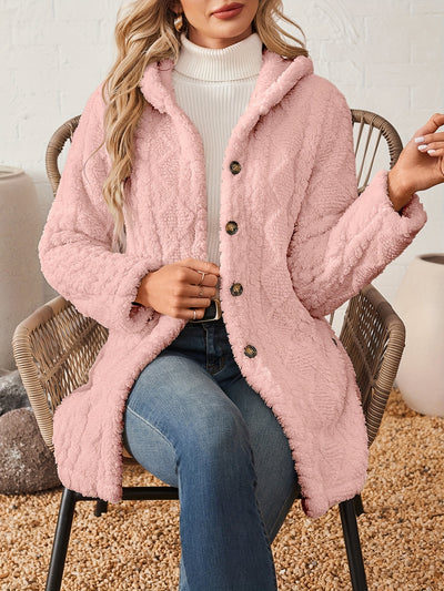 Soraya™ Manteau Rose Femme – Boutons Dorés Décoratifs