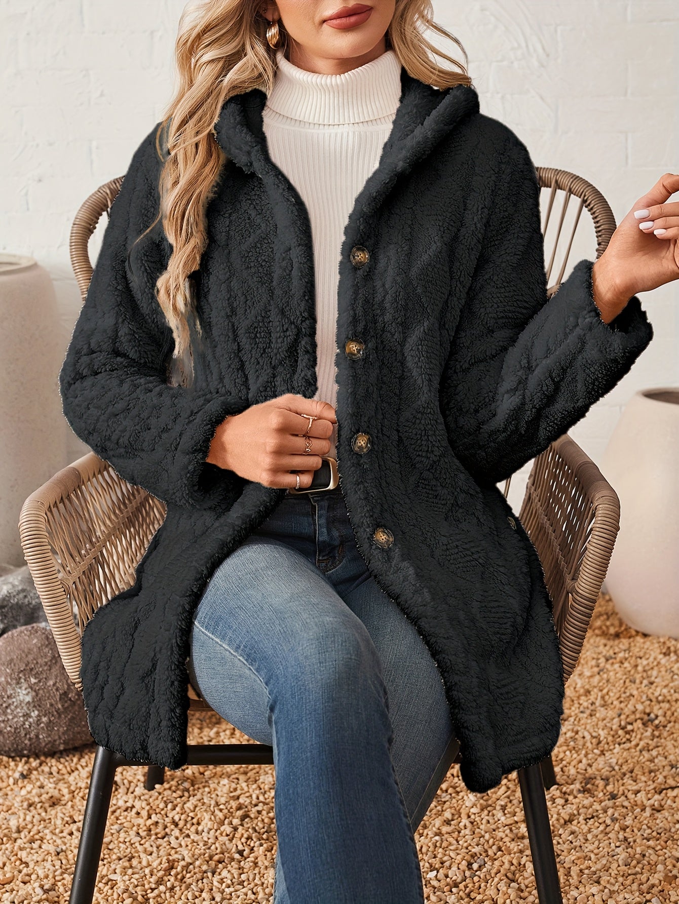 Soraya™ Manteau Rose Femme – Boutons Dorés Décoratifs