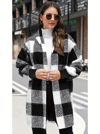Alora™ Manteau Femme – Cardigan À Capuche Carreaux
