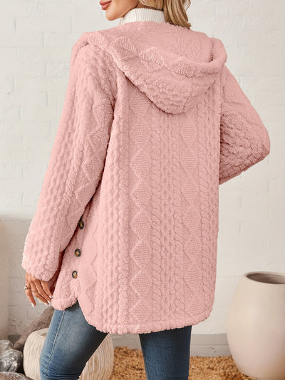 Soraya™ Manteau Rose Femme – Boutons Dorés Décoratifs